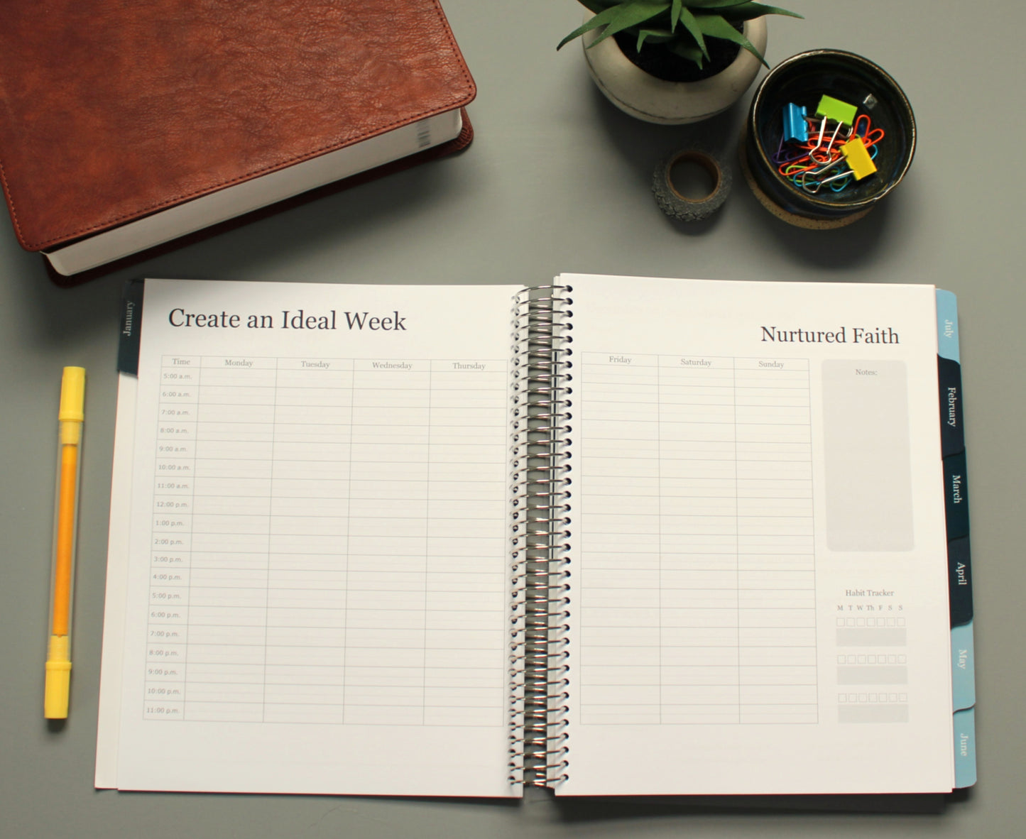 2026 Nurtured Faith Weekly Planner--Gray (Monday-Sunday View)