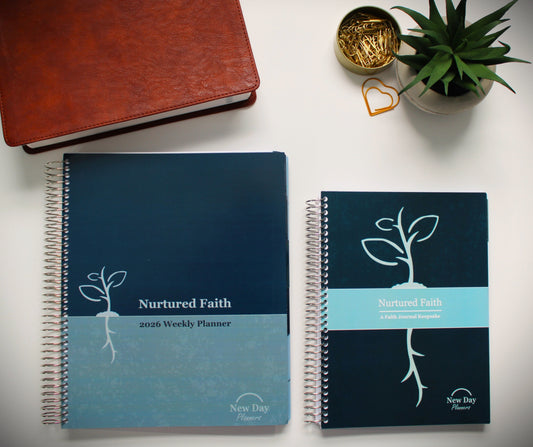 Nurtured Faith 2026 Weekly Planner & Nurtured Faith Journal (Deep Blue)