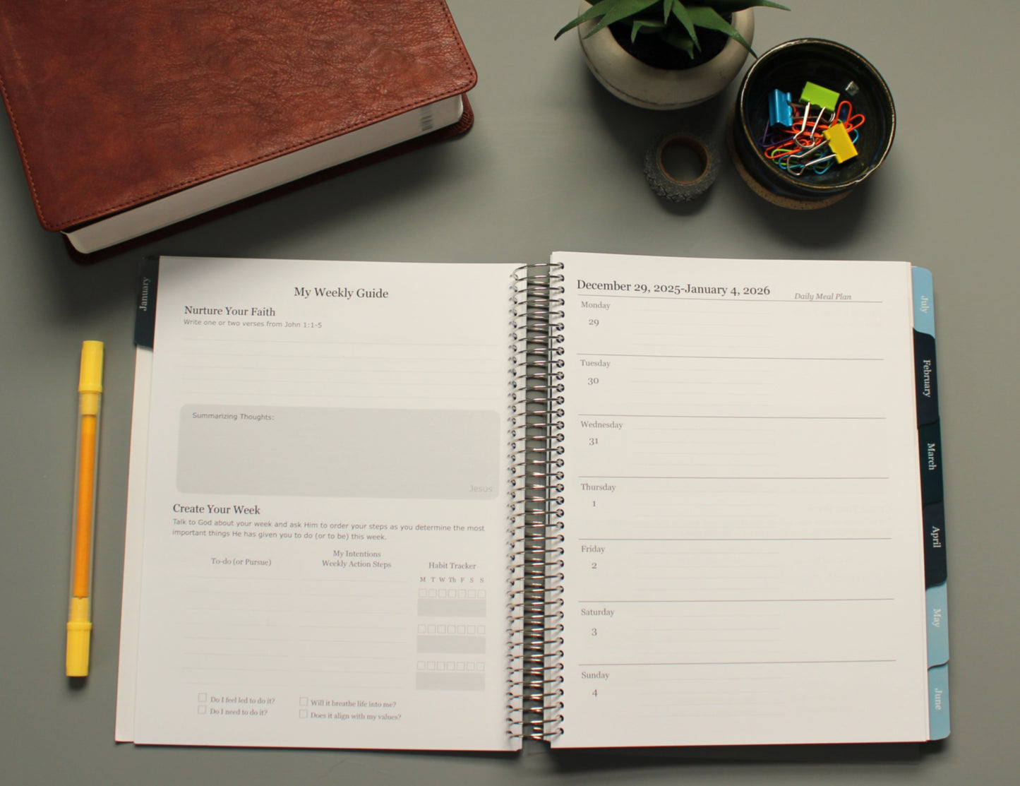 2026 Nurtured Faith Weekly Planner --Deep Blue (Monday-Sunday View)