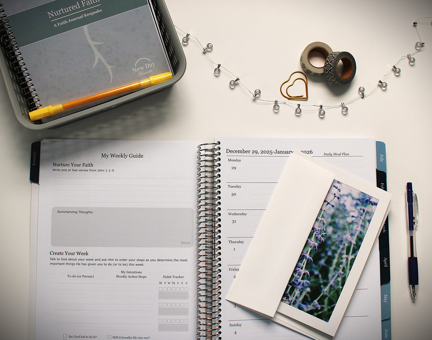 Nurtured Faith 2026 Weekly Planner & Nurtured Faith Journal (Deep Blue) and Intended for You Various Floral Greeting Cards