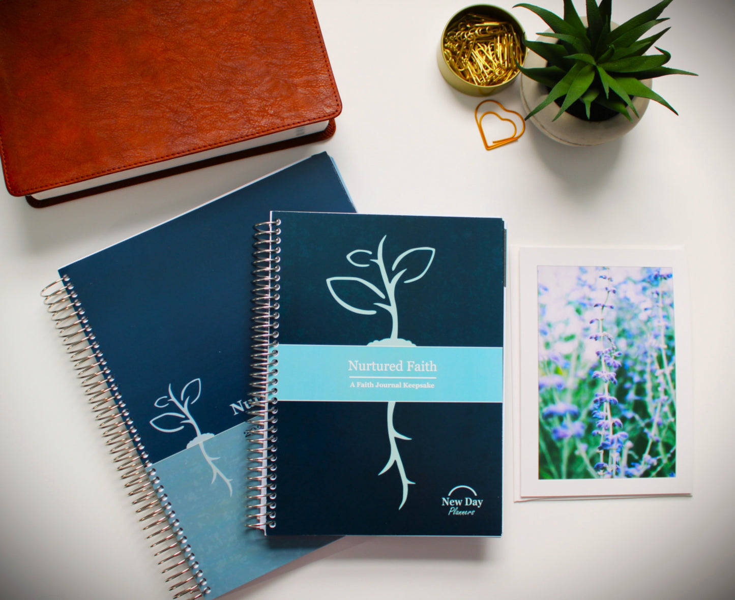 Nurtured Faith 2026 Weekly Planner & Nurtured Faith Journal (Deep Blue) and Intended for You Various Floral Greeting Cards
