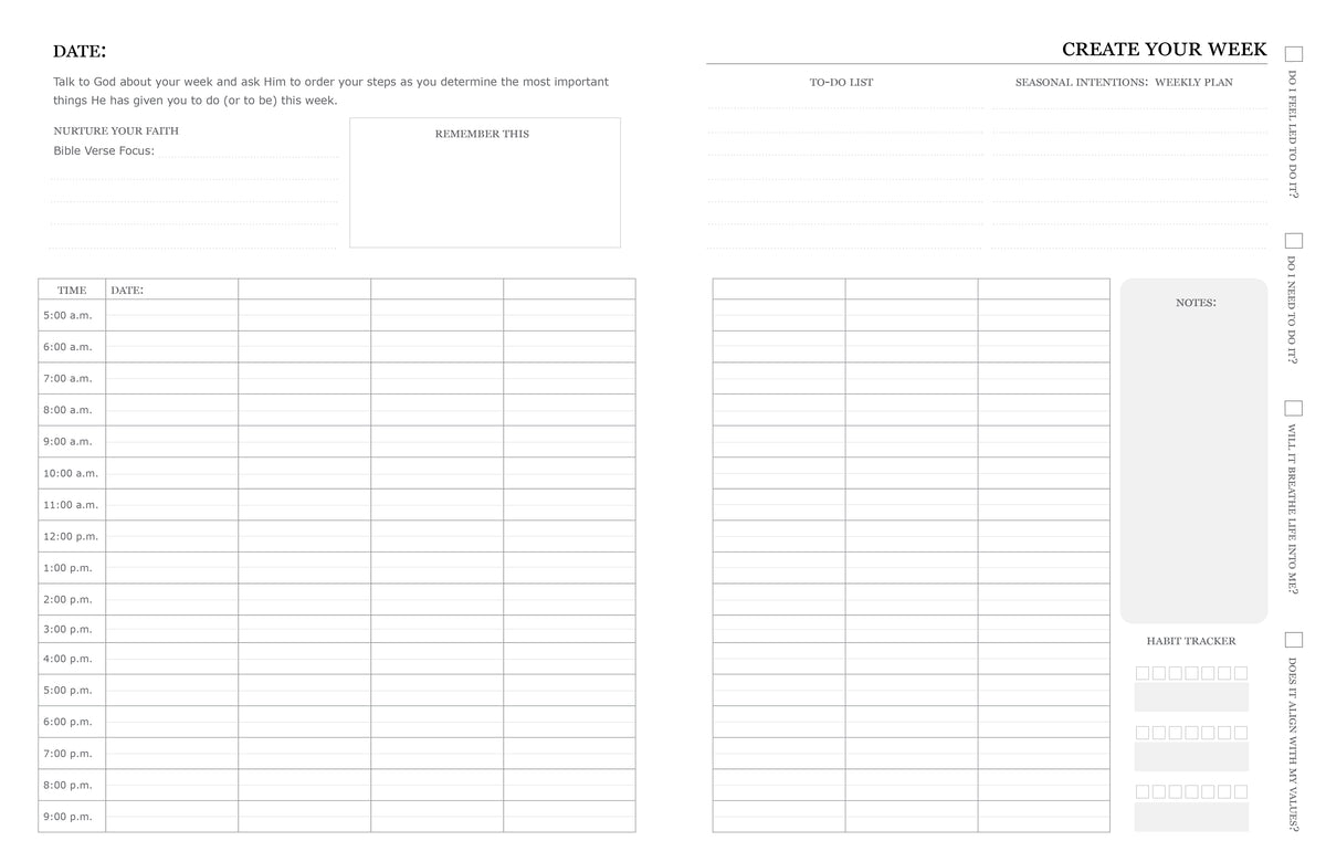 UNDATED Weekly Faith-Based Productive Planner (Red-Orange)
